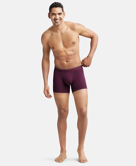 Jockey EL09 Men's Super Combed Cotton Elastane Stretch Printed Trunk with StayFresh Properties