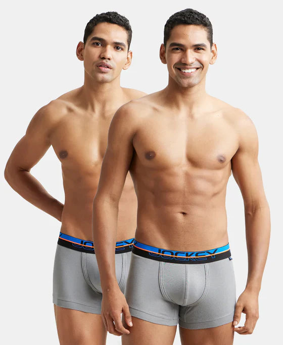 Jockey FP03 Men's Super Combed Cotton Rib Solid Trunk with Ultrasoft Waistband-PCK OF 2