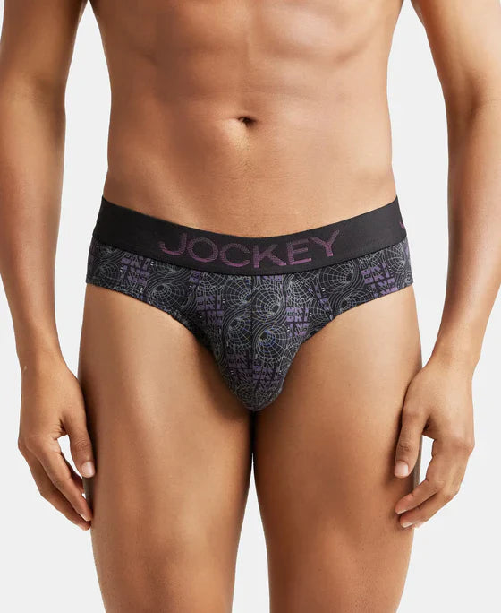 Jockey FP22 Men's Super Combed Cotton Elastane Printed Brief with Ultrasoft Waistband