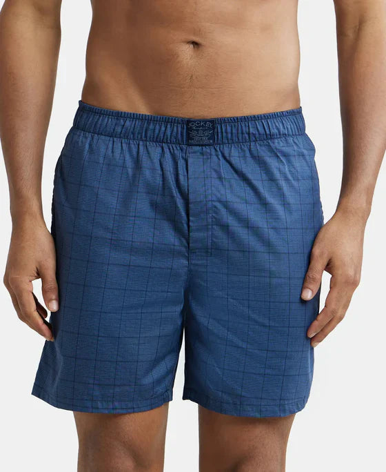 Jockey HG18 Men's Tencel Lyocell Cotton Checkered Boxer Shorts with Side Pocket