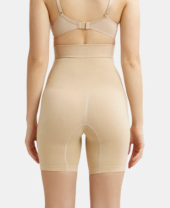 Jockey SH08 Women's High-Waist Cotton Rich Elastane Stretch Seamfree Shorts Shapewear with Breathable Inner Thigh Panel