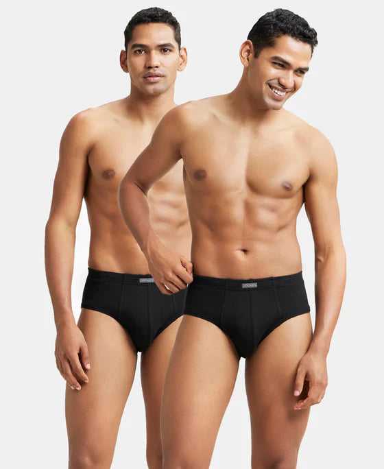 Jockey 1009 Men's Super Combed Cotton Rib Solid Brief with StayFresh Treatment-(PACK OF 2)