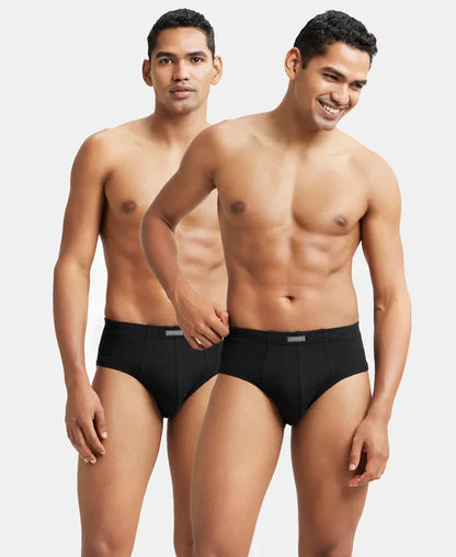 Jockey 1009 Men's Super Combed Cotton Rib Solid Brief with StayFresh Treatment-(PACK OF 2)