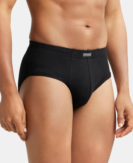 Jockey 1009 Men's Super Combed Cotton Rib Solid Brief with StayFresh Treatment-(PACK OF 2)