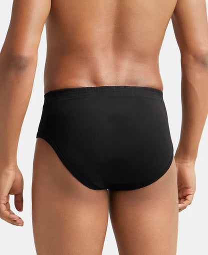 Jockey 1009 Men's Super Combed Cotton Rib Solid Brief with StayFresh Treatment-(PACK OF 2)