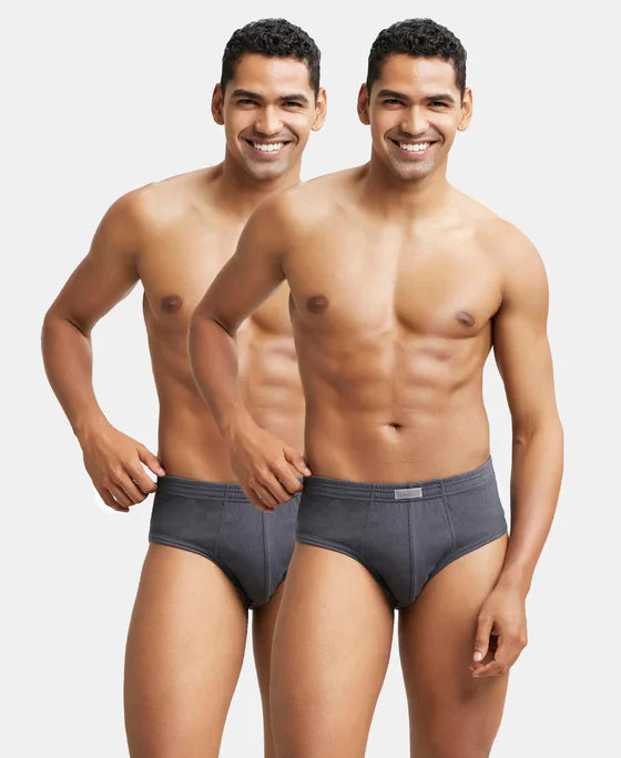 Jockey 1009 Men's Super Combed Cotton Rib Solid Brief with StayFresh Treatment-(PACK OF 2)