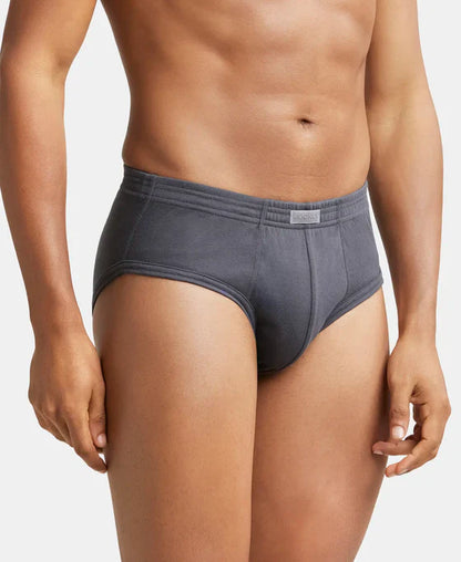 Jockey 1009 Men's Super Combed Cotton Rib Solid Brief with StayFresh Treatment-(PACK OF 2)