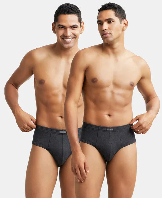 Jockey 1009 Men's Super Combed Cotton Rib Solid Brief with StayFresh Treatment-(PACK OF 2)