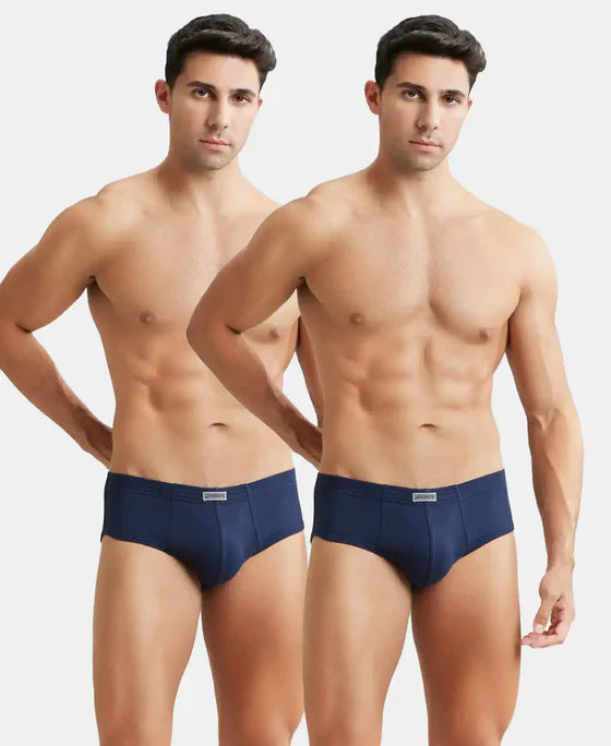 Jockey 1009 Men's Super Combed Cotton Rib Solid Brief with StayFresh Treatment-(PACK OF 2)