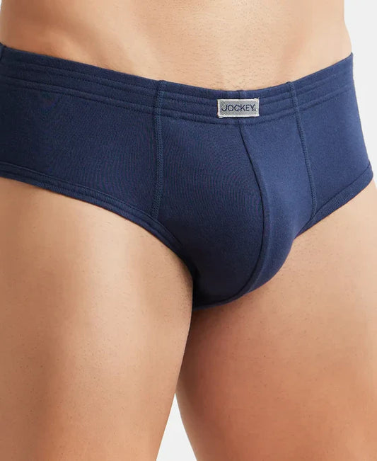 Jockey 1009 Men's Super Combed Cotton Rib Solid Brief with StayFresh Treatment-(PACK OF 2)
