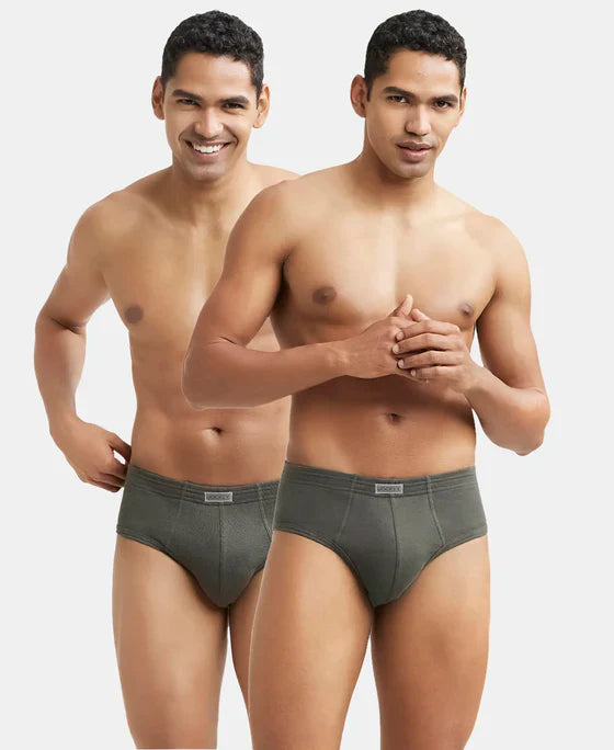 Jockey 1009 Men's Super Combed Cotton Rib Solid Brief with StayFresh Treatment-(PACK OF 2)