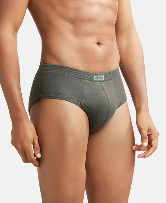 Jockey 1009 Men's Super Combed Cotton Rib Solid Brief with StayFresh Treatment-(PACK OF 2)
