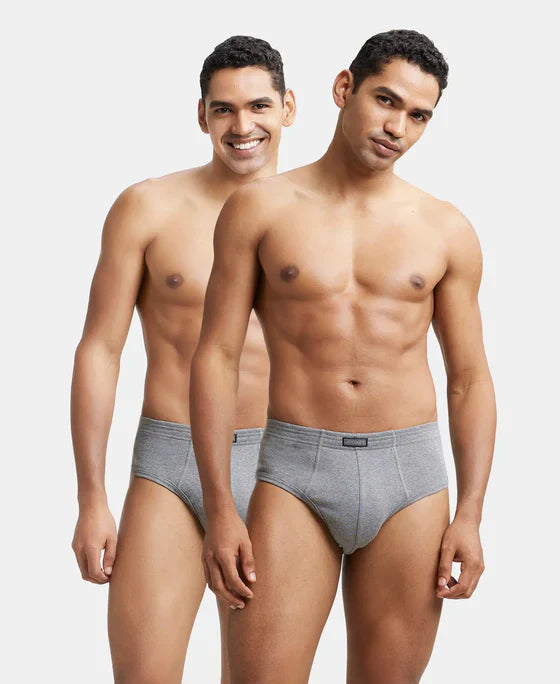 Jockey 1009 Men's Super Combed Cotton Rib Solid Brief with StayFresh Treatment-(PACK OF 2)