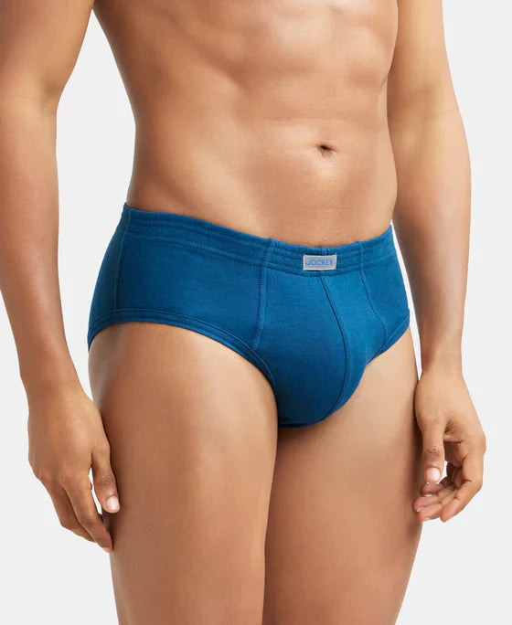 Jockey 1009 Men's Super Combed Cotton Rib Solid Brief with StayFresh Treatment-(PACK OF 2)