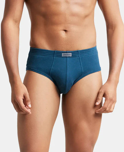 Jockey 1009 Men's Super Combed Cotton Rib Solid Brief with StayFresh Treatment-(PACK OF 2)