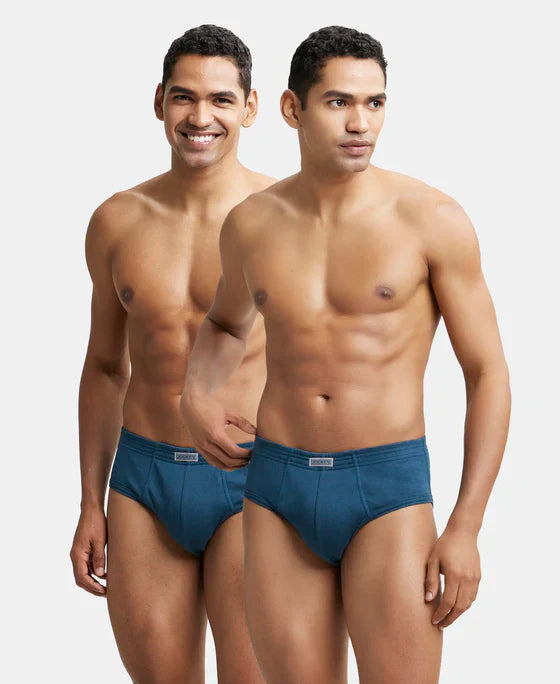 Jockey 1009 Men's Super Combed Cotton Rib Solid Brief with StayFresh Treatment-(PACK OF 2)