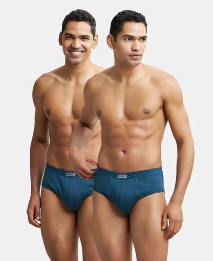 Jockey 1009 Men's Super Combed Cotton Rib Solid Brief with StayFresh Treatment-(PACK OF 2)