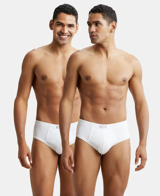 Jockey 1009 Men's Super Combed Cotton Rib Solid Brief with StayFresh Treatment-(PACK OF 2)