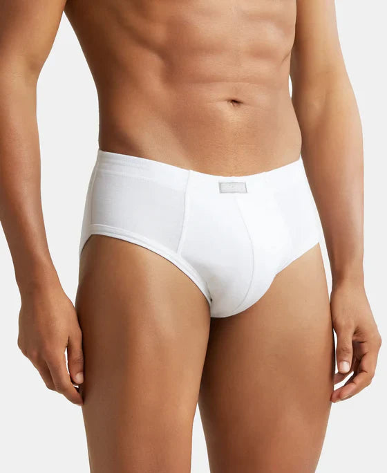 Jockey 1009 Men's Super Combed Cotton Rib Solid Brief with StayFresh Treatment-(PACK OF 2)