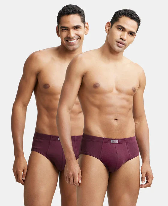 Jockey 1009 Men's Super Combed Cotton Rib Solid Brief with StayFresh Treatment-(PACK OF 2)