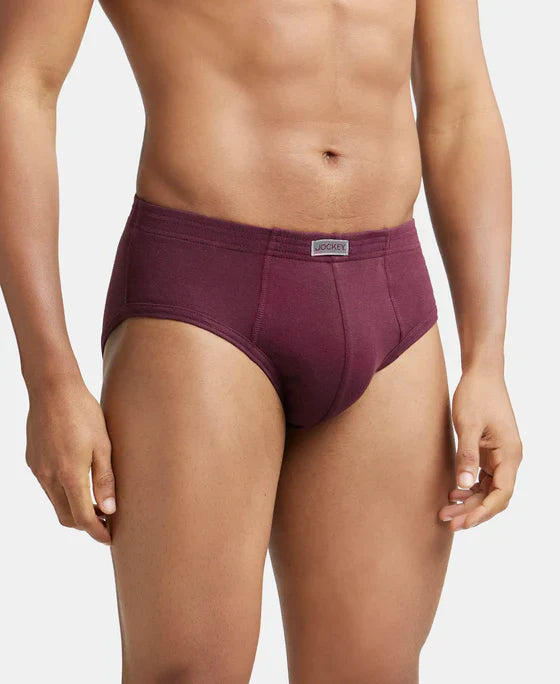 Jockey 1009 Men's Super Combed Cotton Rib Solid Brief with StayFresh Treatment-(PACK OF 2)