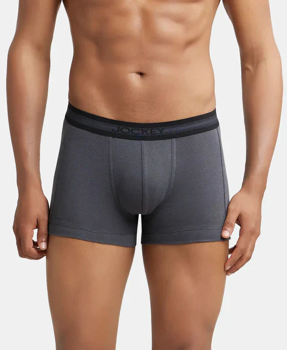 Jockey 1015 Men's Super Combed Cotton Rib Solid Trunk with StayFresh Treatment (PACK OF 2)