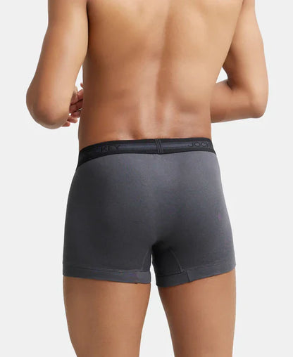Jockey 1015 Men's Super Combed Cotton Rib Solid Trunk with StayFresh Treatment (PACK OF 2)