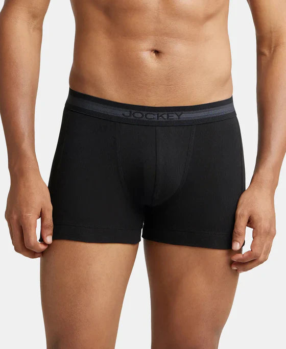 Jockey 1015 Men's Super Combed Cotton Rib Solid Trunk with StayFresh Treatment (PACK OF 2)
