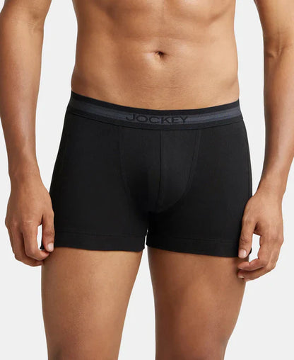 Jockey 1015 Men's Super Combed Cotton Rib Solid Trunk with StayFresh Treatment (PACK OF 2)