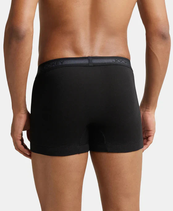 Jockey 1015 Men's Super Combed Cotton Rib Solid Trunk with StayFresh Treatment (PACK OF 2)