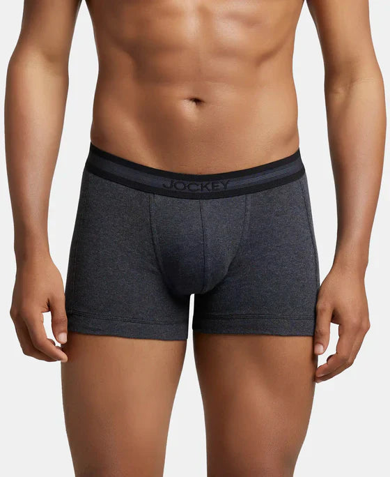 Jockey 1015 Men's Super Combed Cotton Rib Solid Trunk with StayFresh Treatment (PACK OF 2)