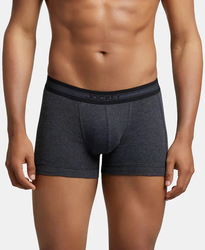 Jockey 1015 Men's Super Combed Cotton Rib Solid Trunk with StayFresh Treatment (PACK OF 2)