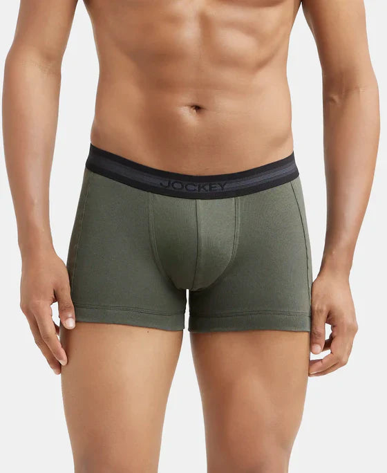 Jockey 1015 Men's Super Combed Cotton Rib Solid Trunk with StayFresh Treatment (PACK OF 2)