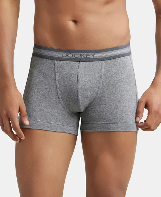 Jockey 1015 Men's Super Combed Cotton Rib Solid Trunk with StayFresh Treatment (PACK OF 2)