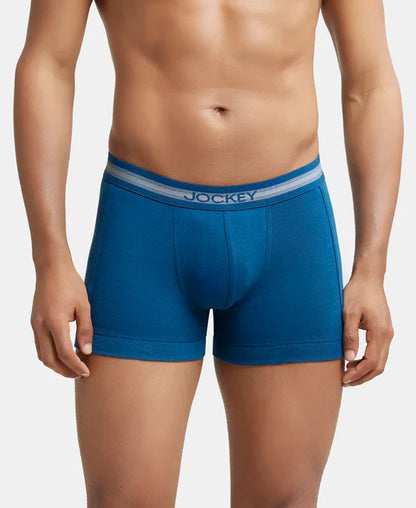 Jockey 1015 Men's Super Combed Cotton Rib Solid Trunk with StayFresh Treatment (PACK OF 2)