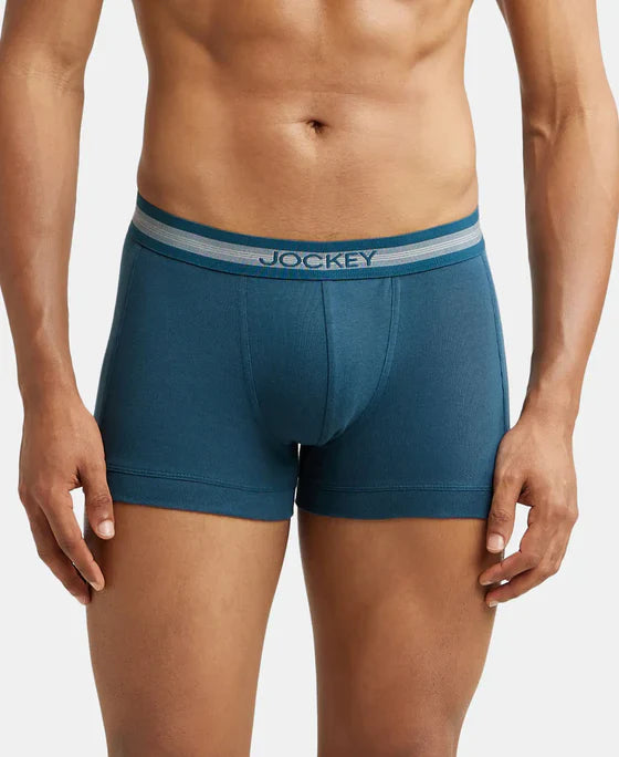 Jockey 1015 Men's Super Combed Cotton Rib Solid Trunk with StayFresh Treatment (PACK OF 2)
