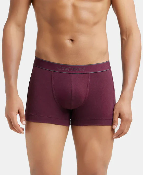 Jockey 1015 Men's Super Combed Cotton Rib Solid Trunk with StayFresh Treatment (PACK OF 2)