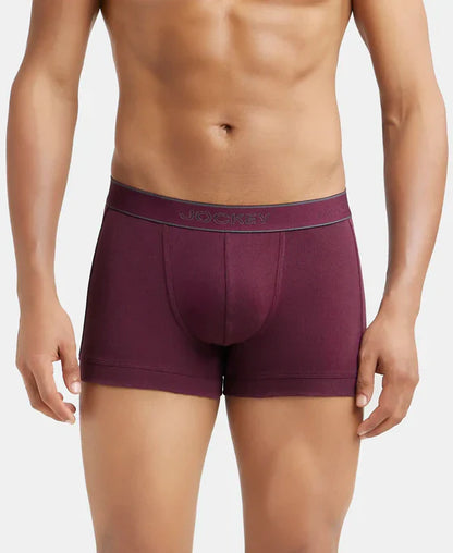 Jockey 1015 Men's Super Combed Cotton Rib Solid Trunk with StayFresh Treatment (PACK OF 2)