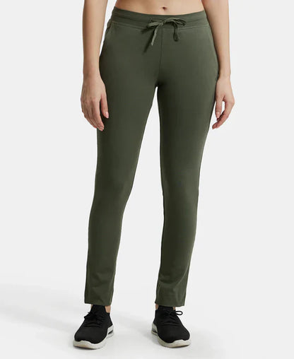 Jockey 1301 Women's Super Combed Cotton Elastane Stretch Slim Fit Trackpants with Side Pockets