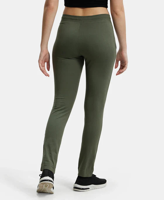 Jockey 1301 Women's Super Combed Cotton Elastane Stretch Slim Fit Trackpants with Side Pockets