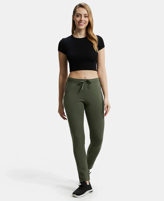 Jockey 1301 Women's Super Combed Cotton Elastane Stretch Slim Fit Trackpants with Side Pockets