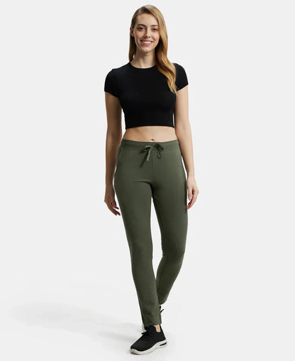Jockey 1301 Women's Super Combed Cotton Elastane Stretch Slim Fit Trackpants with Side Pockets