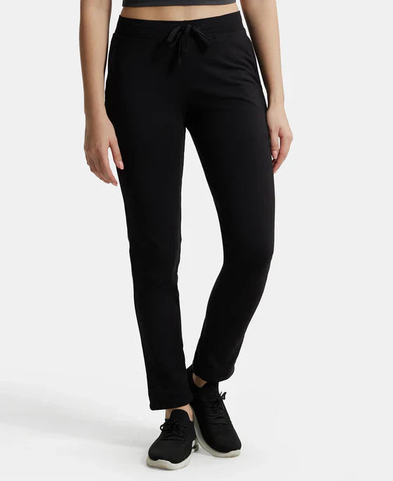 Jockey 1301 Women's Super Combed Cotton Elastane Stretch Slim Fit Trackpants with Side Pockets
