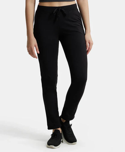 Jockey 1301 Women's Super Combed Cotton Elastane Stretch Slim Fit Trackpants with Side Pockets