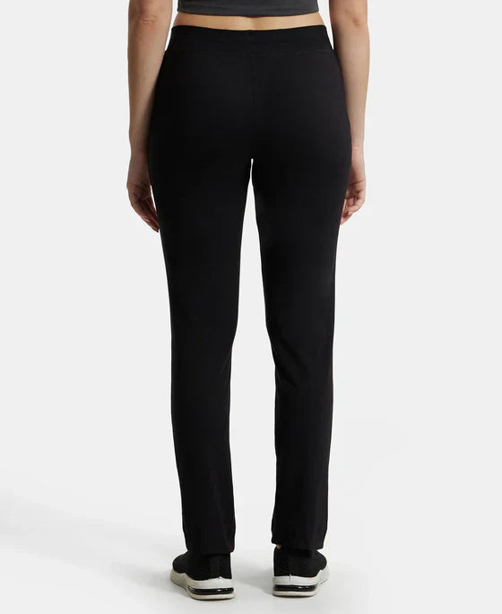 Jockey 1301 Women's Super Combed Cotton Elastane Stretch Slim Fit Trackpants with Side Pockets