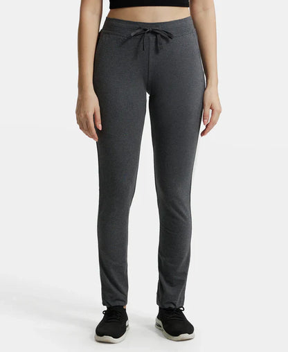 Jockey 1301 Women's Super Combed Cotton Elastane Stretch Slim Fit Trackpants with Side Pockets