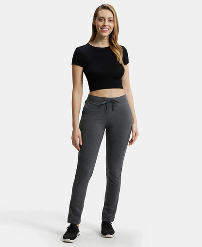 Jockey 1301 Women's Super Combed Cotton Elastane Stretch Slim Fit Trackpants with Side Pockets