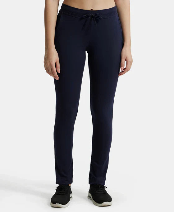 Jockey 1301 Women's Super Combed Cotton Elastane Stretch Slim Fit Trackpants with Side Pockets