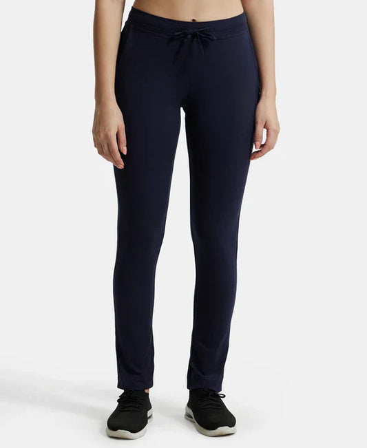 Jockey 1301 Women's Super Combed Cotton Elastane Stretch Slim Fit Trackpants with Side Pockets