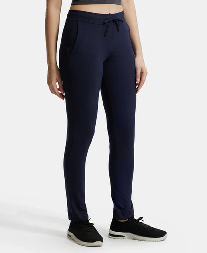 Jockey 1301 Women's Super Combed Cotton Elastane Stretch Slim Fit Trackpants with Side Pockets